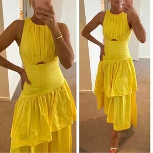 Aje Yellow Midi Dress